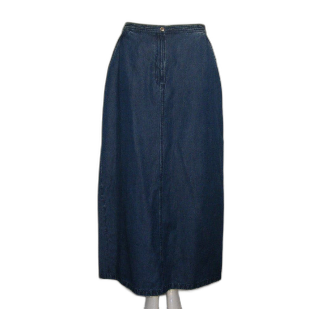 Vintage Denim Skirt, 33" Waist, Blue, Maxi/long, Zipper, Pockets, Susan Bristol
